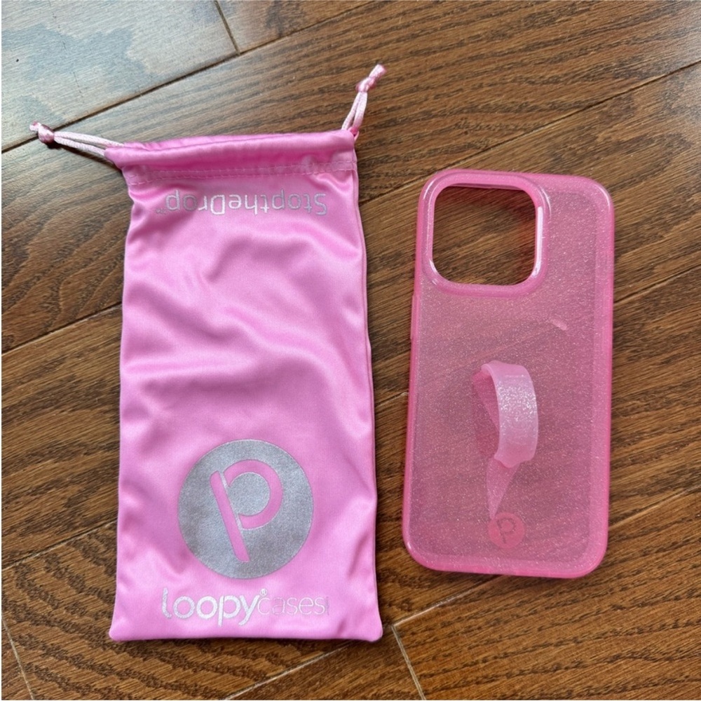 Loopy Case iPhone 15 Pro Clear Sparkle Pink
